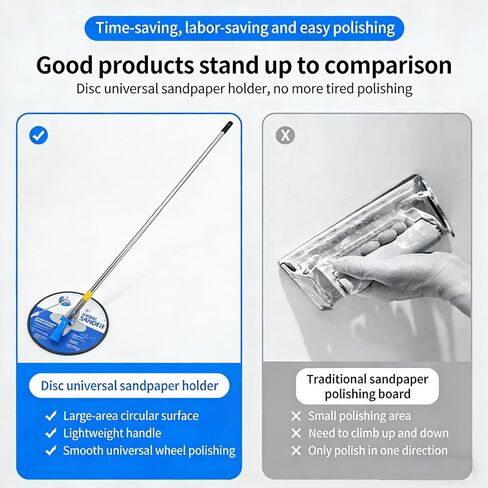 Drywall Pole Sander, 9 Inch Radial Sander with Adjustable Extension Pole, 360°Rotatable Round Circular Hand Sanding Head for Ceilings & Walls with 5pcs Sanding Sheets (100, 120, 180, 240, 320 Grit) in Kuwait