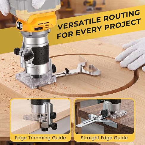 Cordless Compact Router Compatible with DeWalt 20V Battery (Tool Only, No Battery), 800W Brushless Wood Palm Router, 6 Variable Speeds, Aluminum Base, Fixed Base Router for Woodworking in Kuwait