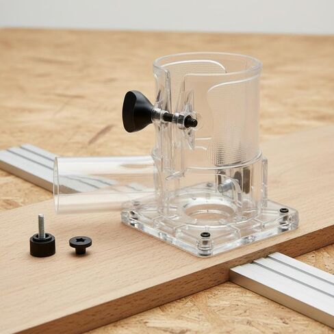 Generic Aluminum Router Cover Trimmer Dust Base Impact Resistant Clear PC Construction Depth Adjustment Suitable for Carpentry DIY Projects, Aluminum Alloy SET in Kuwait