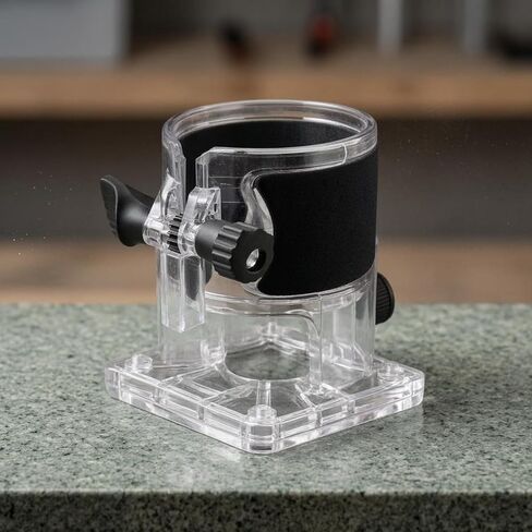 Router Base Cover Transparent Cylinder Square Base Side Rubber Grip Clamping Adjustment Suitable for tool maintenance carpentry bench installation work in Kuwait