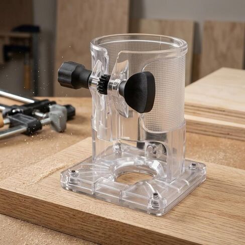Baoblaze Cover Transparent Router Stable PP Attachment Square Base Protector Clear Cylinder Suitable for Crafting Workbench Workshop, Transparent Extra Thick Quick-install Trimming Machine Cover in Kuwait