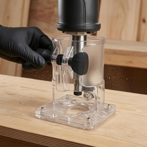 Baoblaze Cover Transparent Router Stable PP Attachment Square Base Protector Clear Cylinder Suitable for Crafting Workbench Workshop, Transparent Extra Thick Quick-install Trimming Machine Cover in Kuwait