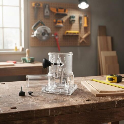 Aluminum Router Cover With Universal Fit For Clear View Dust Depth Adjustable Base Plate Construction Suitable for Carpentry Woodcraft Workshop Tasks, Aluminum Alloy SET in Saudi Arabia