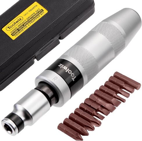 Toolwiz 1/2" Hand Impact Screwdriver Set - 14 Pcs | Reversible Manual Impact Driver with S2 Steel Screwdriver Bits for Disengage Rusted Fasteners or Frozen Bolts in Kuwait
