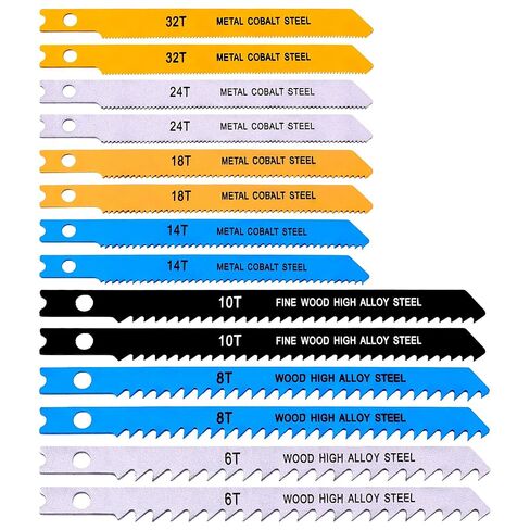 14 Pcs U-Shank Jig Saw Blade Set, Durable Jigsaw Blades | Multi-Purpose Jigsaw Blades Set for Wood, Metal & Plastic, 6T 8T 10T 14T 18T 24T 32T in Kuwait