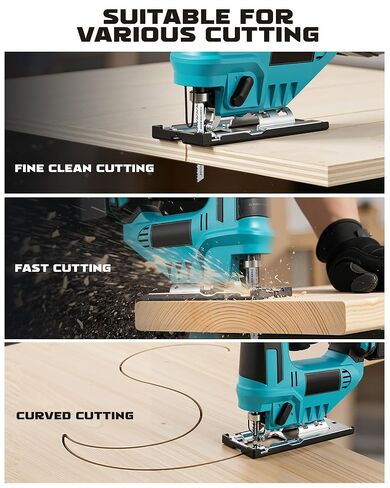 Cerycose 50 Piece T-Shank Jigsaw Blade Set with Storage Case, HCS & HSS Assorted Jig Saw Blades for Wood, Plastic & Metal Cutting | Includes Models T118A, T118B, T101AO, T101B, T101BR, T144D in Kuwait