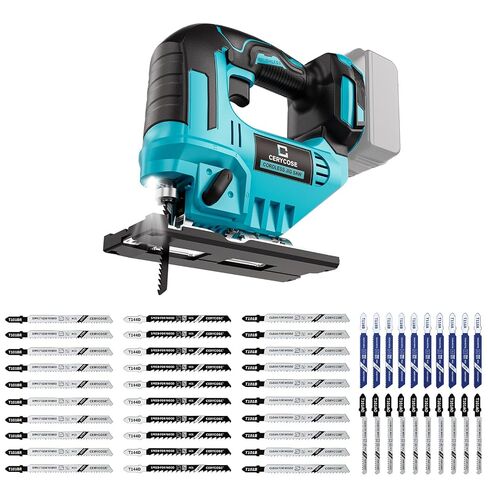 Cerycose 50 Piece T-Shank Jigsaw Blade Set with Storage Case, HCS & HSS Assorted Jig Saw Blades for Wood, Plastic & Metal Cutting | Includes Models T118A, T118B, T101AO, T101B, T101BR, T144D in Kuwait