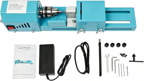 4000-9000rpm Mini Lathe Machine, 7-Speed Pure Copper Motor Desktop Lathe with Tool Kit, Clamping Range: 0.6–6 Mm, Silent Flexible Shaft for Wood Metal Cutting Grinding Polishing DIY in Kuwait