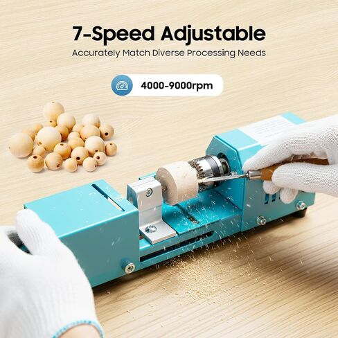 4000-9000rpm Mini Lathe Machine, 7-Speed Pure Copper Motor Desktop Lathe with Tool Kit, Clamping Range: 0.6–6 Mm, Silent Flexible Shaft for Wood Metal Cutting Grinding Polishing DIY in Kuwait