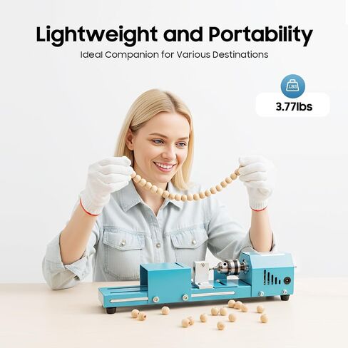 4000-9000rpm Mini Lathe Machine, 7-Speed Pure Copper Motor Desktop Lathe with Tool Kit, Clamping Range: 0.6–6 Mm, Silent Flexible Shaft for Wood Metal Cutting Grinding Polishing DIY in Kuwait