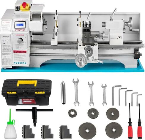 Mini Lathe Machien, High-Precision Mini Metal Lathe, 2500 RPM 550W Benchtop Lathe with 3-Jaw Chuck for Metal Turning Threading Drilling (8.7x 29.5in-brushless) in Saudi Arabia
