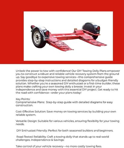 Towing Dolly Plans - Build Your Own Car Tow Dolly Recovery System! in Kuwait
