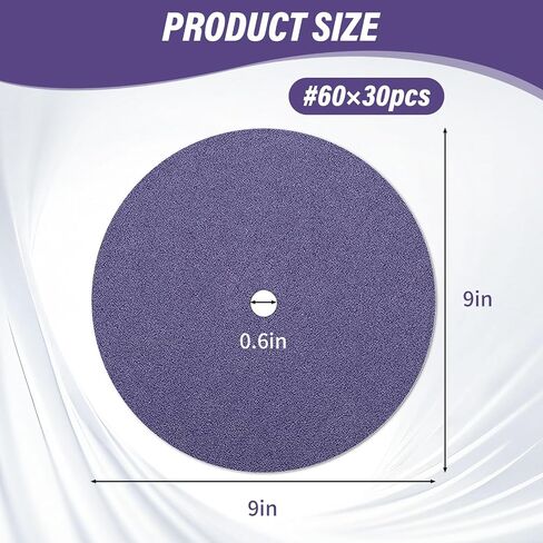30 Pack 9 Inch 60 Grit Zirconia Sanding Discs, PSA Adhesive Backing Grinding Discs for Lawn Mower Blade Sharpener and Bench Grinder, 5/8 Inch Arbor Hole in Kuwait