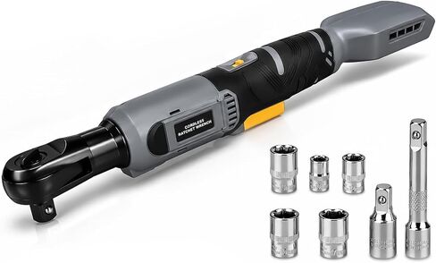 3/8" Cordless Ratchet Wrench Compatible With DEWALT 20V MAX Battery(Tool Only), 89Ft-Lbs(120N.m), Electric Ratchet Wrench Set with Variable Speed, LED Light, 5 Sockets, 3" Extension Bar, 1/2" Adapter in Kuwait