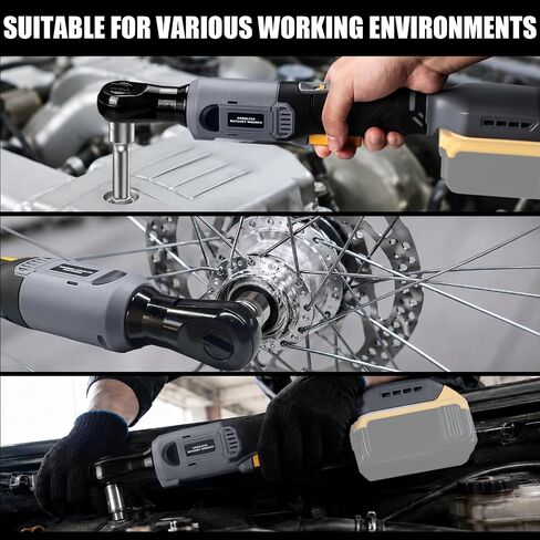3/8" Cordless Ratchet Wrench Compatible With DEWALT 20V MAX Battery(Tool Only), 89Ft-Lbs(120N.m), Electric Ratchet Wrench Set with Variable Speed, LED Light, 5 Sockets, 3" Extension Bar, 1/2" Adapter in Kuwait