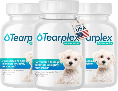 tearplex Tear Stain Supplement for Dogs and Cats, 1 Rated Natural Tear Stain Product - Made in The USA, 100% Tylosin Free, Veterinarian Trusted - Beef Flavored in Kuwait