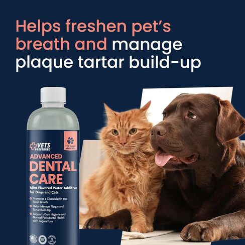 Vets Preferred Oral Care Water Additive for Dogs - Healthy Mouth Dog Breath Freshener Mouthwash - Fights Bad Breath, Removes Plaque and Tartar - Prevents Gum Disease - Mild Mint Flavor in Saudi Arabia