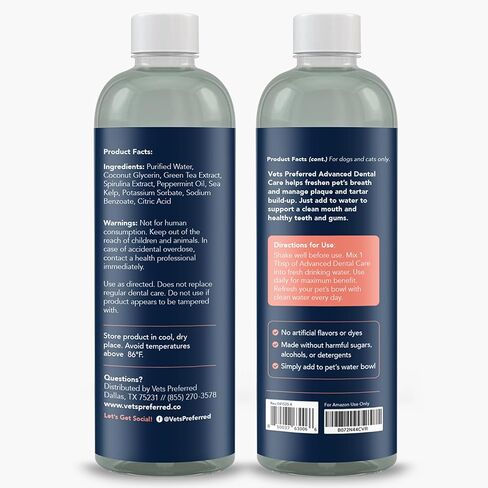 Vets Preferred Oral Care Water Additive for Dogs - Healthy Mouth Dog Breath Freshener Mouthwash - Fights Bad Breath, Removes Plaque and Tartar - Prevents Gum Disease - Mild Mint Flavor in Saudi Arabia