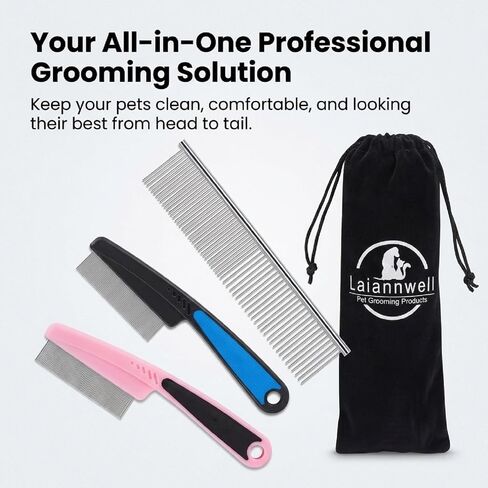 Cat Comb,Pet Comb Laiannwell Professional Grooming Comb for Dog/Cat/Small Pets(3 Packs) in Saudi Arabia