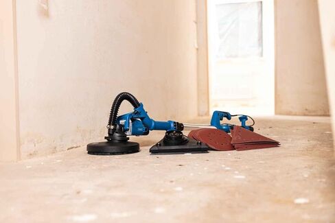 Scheppach Wall & Ceiling Sander DS930 | 710 W | Sanding plate Ø215 mm | Telescopic | Circular or triangular head | 4 m suction hose, adapters & abrasives included | 710W | Disc diameter 215 mm | telescopic | tilting | with 12 sanding discs and triangles | in Kuwait