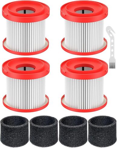 4 Pack 49-90-1900 Wet Dry Vacuum Filter For Milwaukee Cordless M18 Vacuum | 0780-20 0880-20, 4 + 4 Set: 4 Pack Filters with 4 Foam Sleeve Filter Replacements in Kuwait