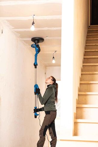 Scheppach Wall & Ceiling Sander DS930 | 710 W | Sanding plate Ø215 mm | Telescopic | Circular or triangular head | 4 m suction hose, adapters & abrasives included | 710W | Disc diameter 215 mm | telescopic | tilting | with 12 sanding discs and triangles | in Kuwait