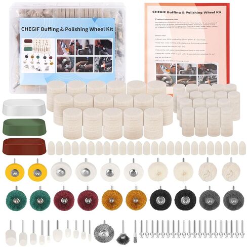 146PCS Buffing & Polishing Kit, 1/8" Shank Rotary Tool Accessories | Suitable For Jewelry Making, Metalworking, Woodworking, Automotive Detailing, Resin Crafts And Workshop Applications in Kuwait