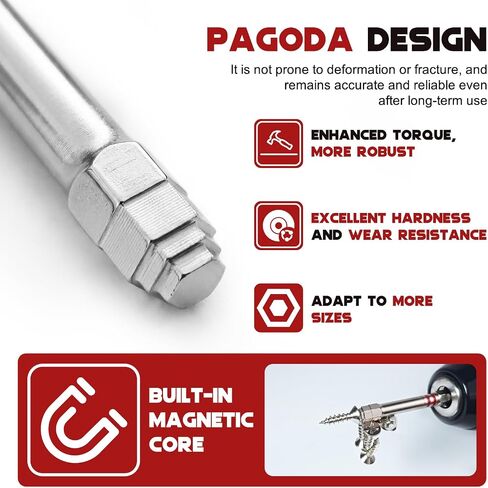 6PCS Pagoda-Shaped Magnetic Hex Screwdriver Bits Set, S2 Steel Impact-Rated 65mm 100mm Hex Shank, Anti-Slip High Torque for Impact Driver Electric Drill Home Repair in Kuwait