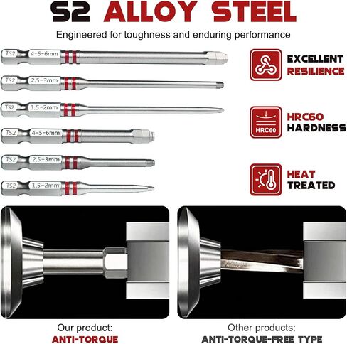 6PCS Pagoda-Shaped Magnetic Hex Screwdriver Bits Set, S2 Steel Impact-Rated 65mm 100mm Hex Shank, Anti-Slip High Torque for Impact Driver Electric Drill Home Repair in Kuwait