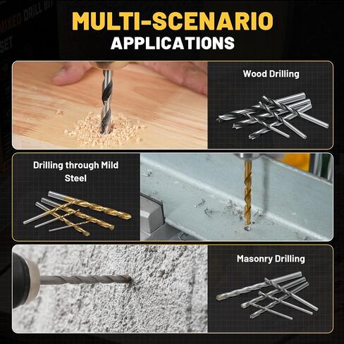 TOLESA 35pcs Drill Bit Set Titanium Coated,HSS combition Twist Driver Bit Set,Screwdriver Bits Set &Countersink & More in Organizer Case for Metal, Wood & Masonry in Kuwait