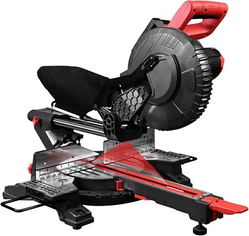 FindBuyTool 10-Inch Sliding Compound Miter Saw, 15-Amp 5500 RPM with 84T Carbide Blade, LED Cut Line, Tall Fence & Extension Bars, Ideal for Crown Molding, Baseboards, and Woodworking Projects in Kuwait