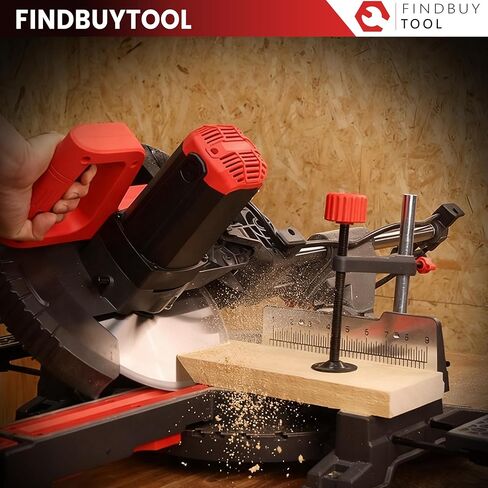 FindBuyTool 10-Inch Sliding Compound Miter Saw, 15-Amp 5500 RPM with 84T Carbide Blade, LED Cut Line, Tall Fence & Extension Bars, Ideal for Crown Molding, Baseboards, and Woodworking Projects in Kuwait