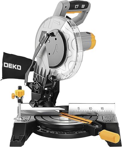 DEKOPRO 10-Inch Compound Miter Saw, 13-Amp Single Bevel Power Miter Saw with Precision Miter Angles, 5,000 RPM, 0-45° Bevel Cut, 40-Tooth Blade, Lightweight Chop Saw for Wood, Plastic, Laminates in Saudi Arabia