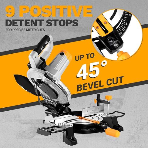 DEKOPRO 10-Inch Compound Miter Saw, 13-Amp Single Bevel Power Miter Saw with Precision Miter Angles, 5,000 RPM, 0-45° Bevel Cut, 40-Tooth Blade, Lightweight Chop Saw for Wood, Plastic, Laminates in Saudi Arabia