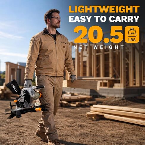 DEKOPRO 10-Inch Compound Miter Saw, 13-Amp Single Bevel Power Miter Saw with Precision Miter Angles, 5,000 RPM, 0-45° Bevel Cut, 40-Tooth Blade, Lightweight Chop Saw for Wood, Plastic, Laminates in Saudi Arabia