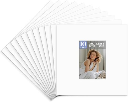 Golden State Art, Pack of 10, 8x8 Black Picture Mats Mattes with White Core Bevel Cut for 4x4 Photo in Kuwait