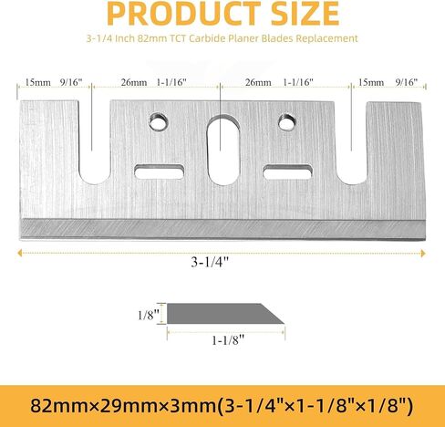3-1/4" 82mm Carbide Planer Blades+Blade Clamps Kti for DeWalt CP580 D26676, D26677K DW6655 DW680, N1900B KP0800 LXPK01, Bosch 1594 PL1682, Ryobi and Most Hand-Held Planers-2pcs in Kuwait