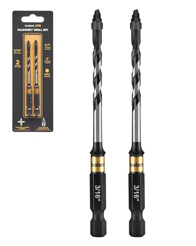 toolant Serrated Eccentric Masonry Drill Bit Set(5pcs),Four Edge Concrete Drill Bits for Glass, Tile, Brick, Cement Concrete Plastic,5/32"-3/8",Industrial Strength Carbide Drill Bit Tip in Kuwait