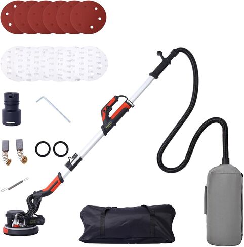 Drywall Sander, 780 W Electric Drywall Sander with Vacuum Dust Collection 6.5A Motor Dustless Floor Sander with Variable Speed 900-1800RPM, LED Light, Extendable and Foldable Handle in Kuwait