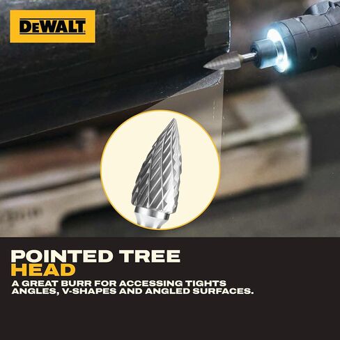 DEWALT DXCBTJSG5 SG-5 Double-Cut Carbide Burr, 1/4 in Shank, Metal Grinding | C10 tungsten carbide double-cut burr for steel, cast iron, stainless, and hardwood grinding; SG-5 shape uses a 1/4 in shank. in Kuwait