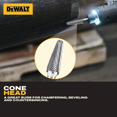 DEWALT DXCBTJSL4-5 SL-4 Tungsten Carbide Burr, 1/4 in Shank, 5-Piece Pack | Five SL-4 tungsten carbide burrs have 1/4 in shanks for metal shaping, deburring, grinding and compatible rotary tool work. in Kuwait