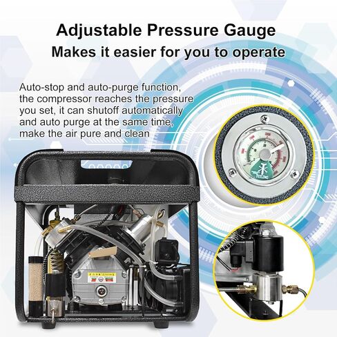 TUXING 4500Psi PCP Air Compressor,High Pressure Scuba Air Compressor, Auto-Stop and Auto Purge, Built-in Dual Oil-Water Filter, pump for Diving Tank Air Rifles Paintball Guns(TXEDT033) in Kuwait
