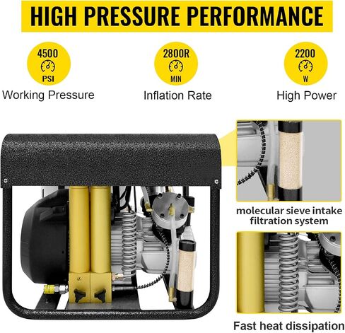 TUXING 4500Psi PCP Air Compressor,High Pressure Scuba Air Compressor, Auto-Stop and Auto Purge, Built-in Dual Oil-Water Filter, pump for Diving Tank Air Rifles Paintball Guns(TXEDT033) in Kuwait