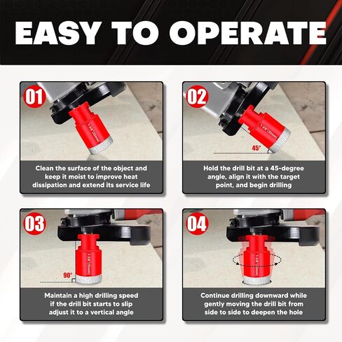 C&T 15-Piece Diamond Hole Saw Kit with 1/4" to 4" Vacuum Brazed Core Drill Bits, Pilot Bit Adapter and Tile Shaping Cone for Porcelain Tile, Ceramic, Granite, Marble, Stone in Kuwait