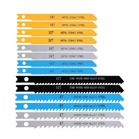 14 PCS U-Shank Jig Saw Blade Set Metal Jigsaw Blades (6T 8T 10T 14T 18T 24T 32T) Fit Vast Majority U Shank Jigsaws for Wood for Wood, Plastic and Metal Cutting in Kuwait