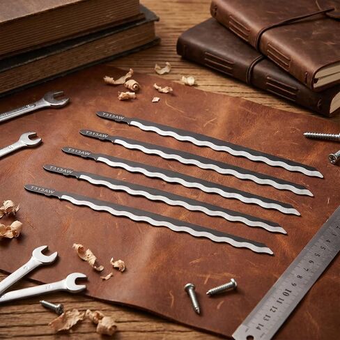 (Pack of 5) T313AW3 Woodworking T-Shank high Carbon Steel Jigsaw, Suitable for Cutting Soft Materials Such as Cardboard, Leather, and Carpet. Total Length 6 inches, Working Length 5 inches. in Kuwait