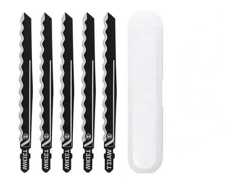 (Pack of 5) T313AW3 Woodworking T-Shank high Carbon Steel Jigsaw, Suitable for Cutting Soft Materials Such as Cardboard, Leather, and Carpet. Total Length 6 inches, Working Length 5 inches. in Kuwait