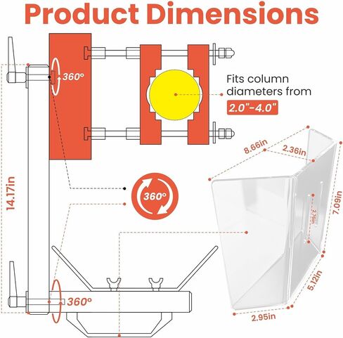 Adjustable Drill Press Guard, Fits 2in-4in Column, Benchtop & Floor Models | Aluminum clamp & extrusion frame,1/4"thick Lexan shield,multi-adjustable,no-drill install,180° flip-up,fits 5"-10" throat in Kuwait