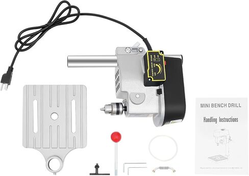 340W Iron Bench Drill Press, 6.69 '' Portable Drill Press Table, 0.98'' Precision Adjustable 3 Speed Tabletop Drilling Machine Kits Brushed Pure Copper Motor Hexagon Wrenches for Wood Metal in Kuwait