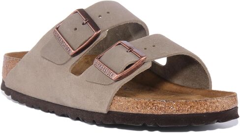 Birkenstock Arizona SBF Women's Two Strap Suede Sandals, Taupe, 10/10.5 US in Kuwait